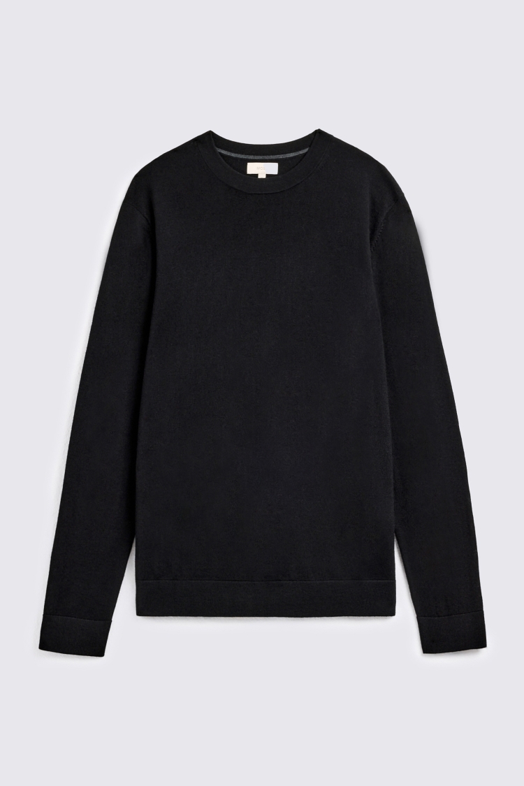 Black Merino Crew-Neck Jumper