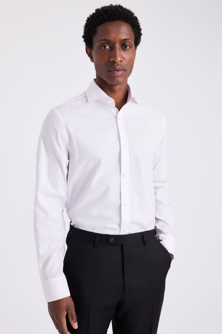 Regular Fit White Textured Shirt