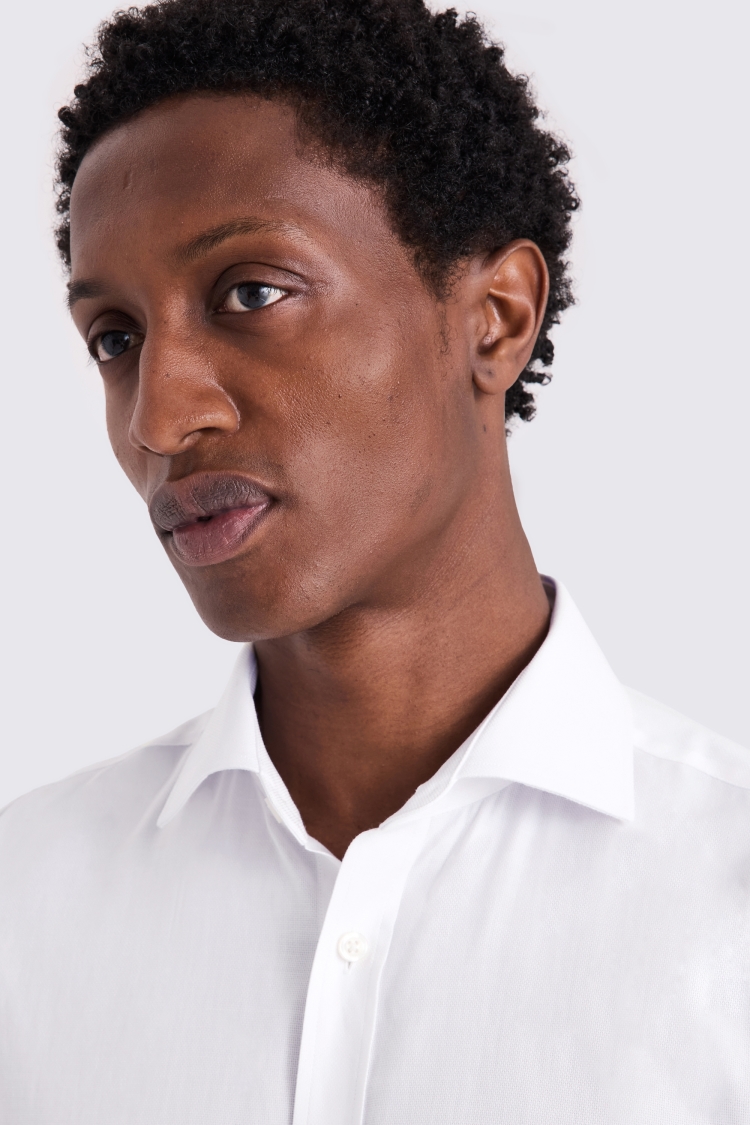 Regular Fit White Textured Shirt