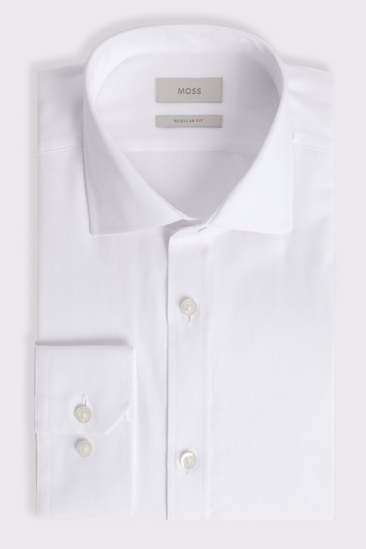Regular Fit White Textured Shirt