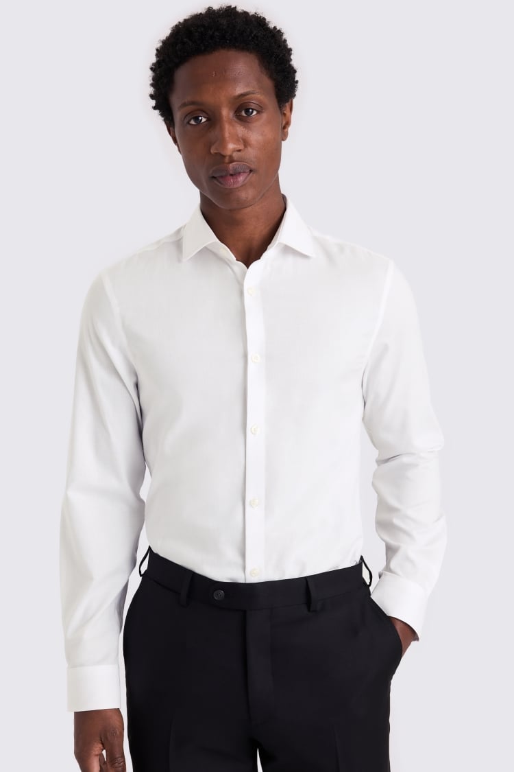 Slim Fit White Textured Shirt