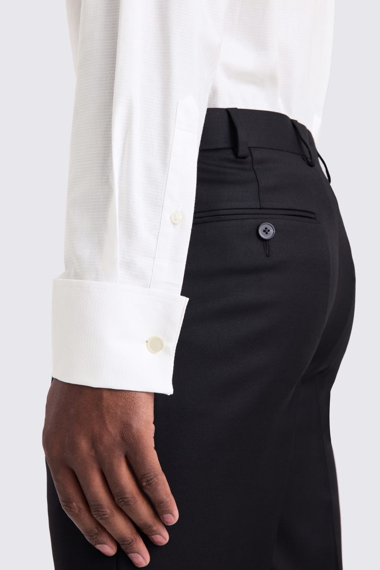 Regular Fit White Honeycomb Dobby Shirt