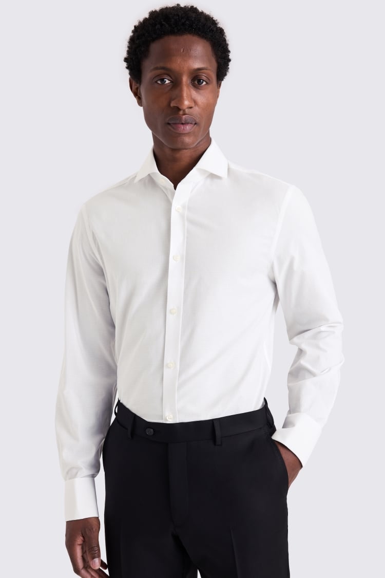 Tailored Fit White Honeycomb Dobby Shirt