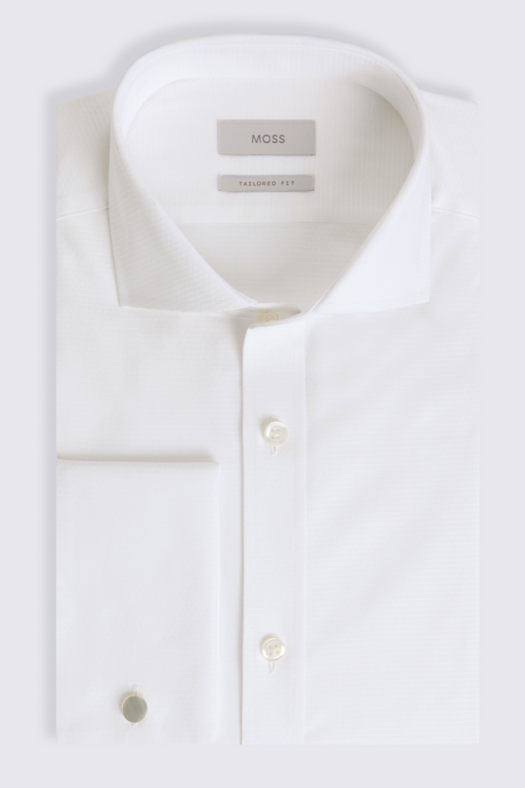 Tailored Fit White Honeycomb Dobby Shirt