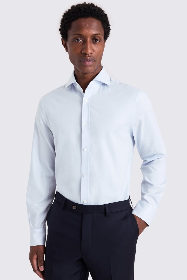 Tailored Fit Light Blue Twill Stretch Shirt