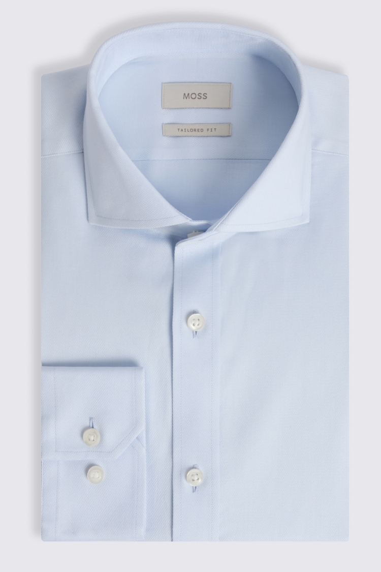 Tailored Fit Light Blue Twill Stretch Shirt