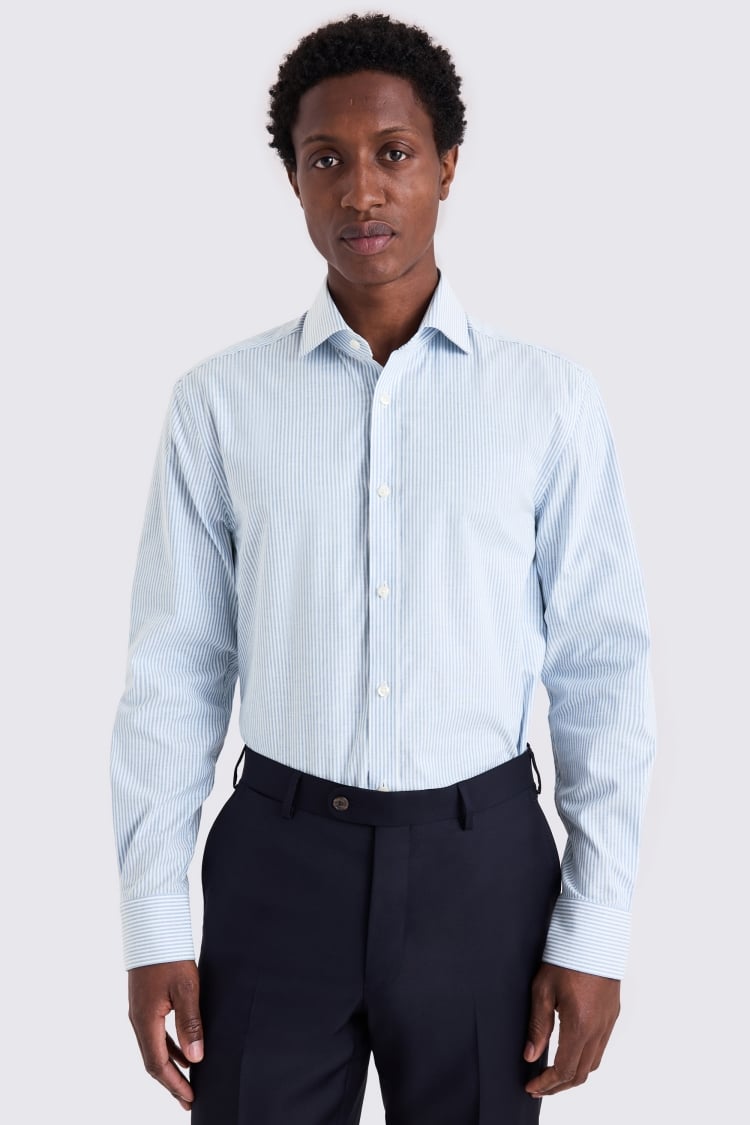 Regular Fit Sky Oxford Stripe Stretch Shirt