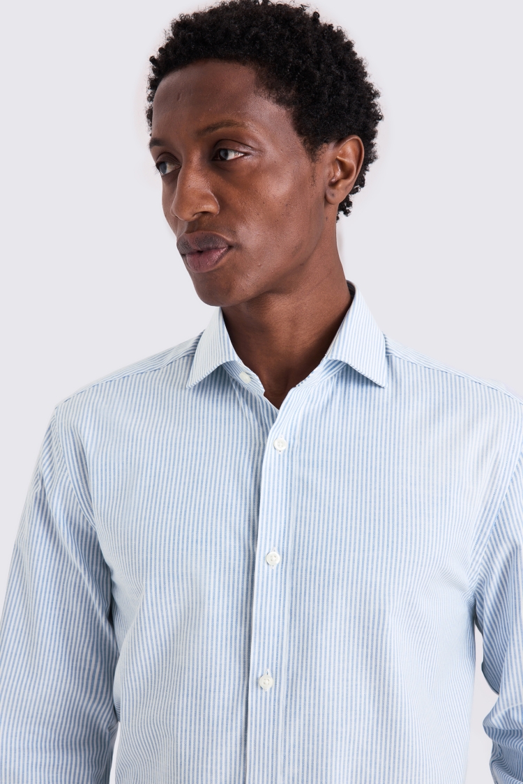Regular Fit Sky Oxford Stripe Stretch Shirt