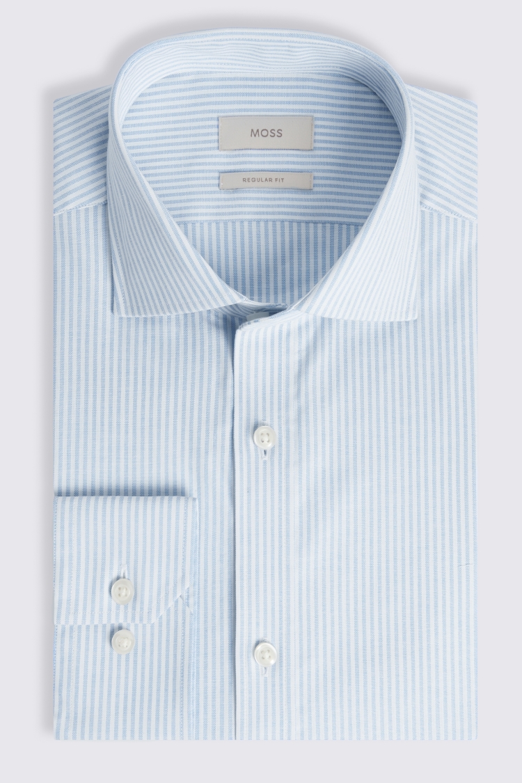 Regular Fit Sky Oxford Stripe Stretch Shirt