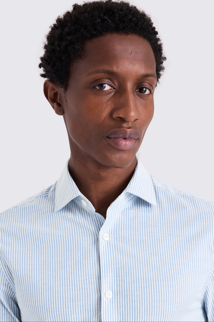 Slim Fit Sky Oxford Stripe Stretch Shirt