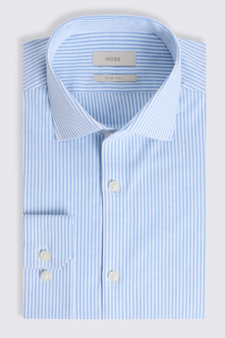 Slim Fit Sky Oxford Stripe Stretch Shirt