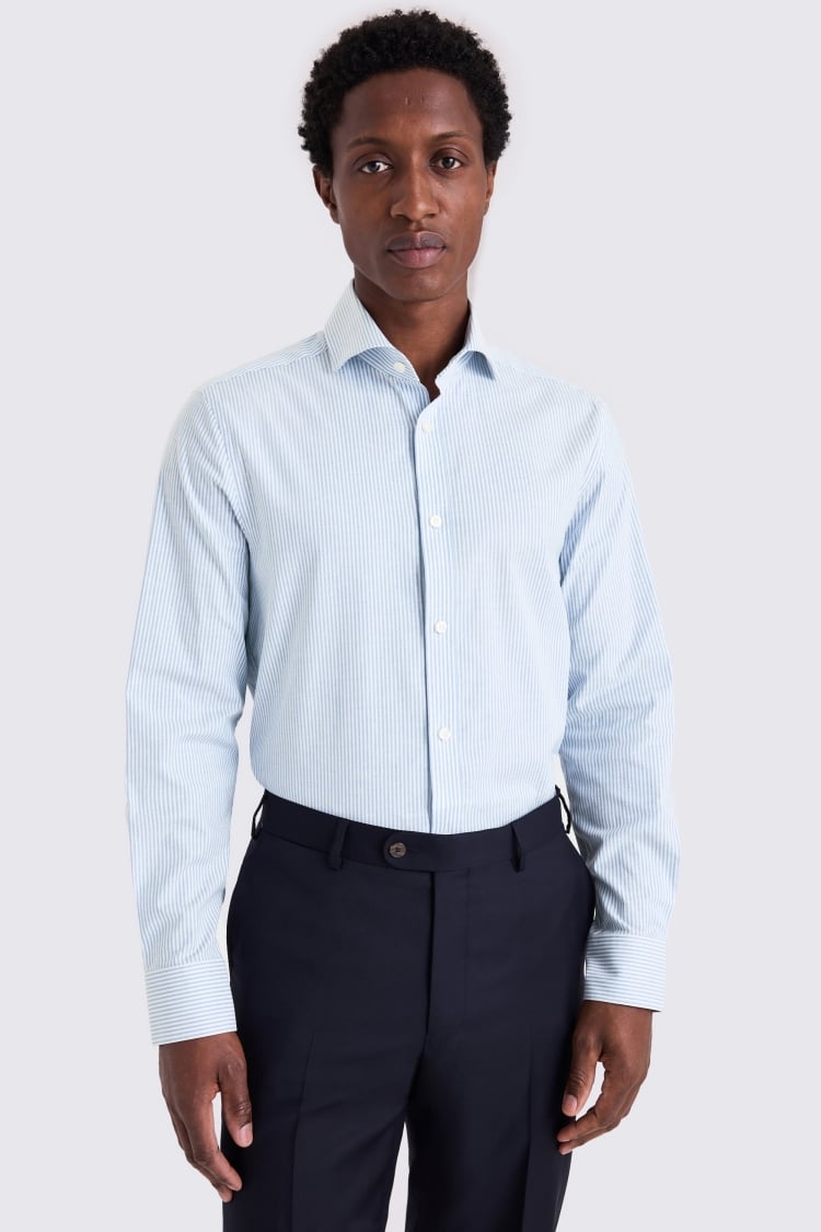 Tailored Fit Sky Oxford Stripe Shirt