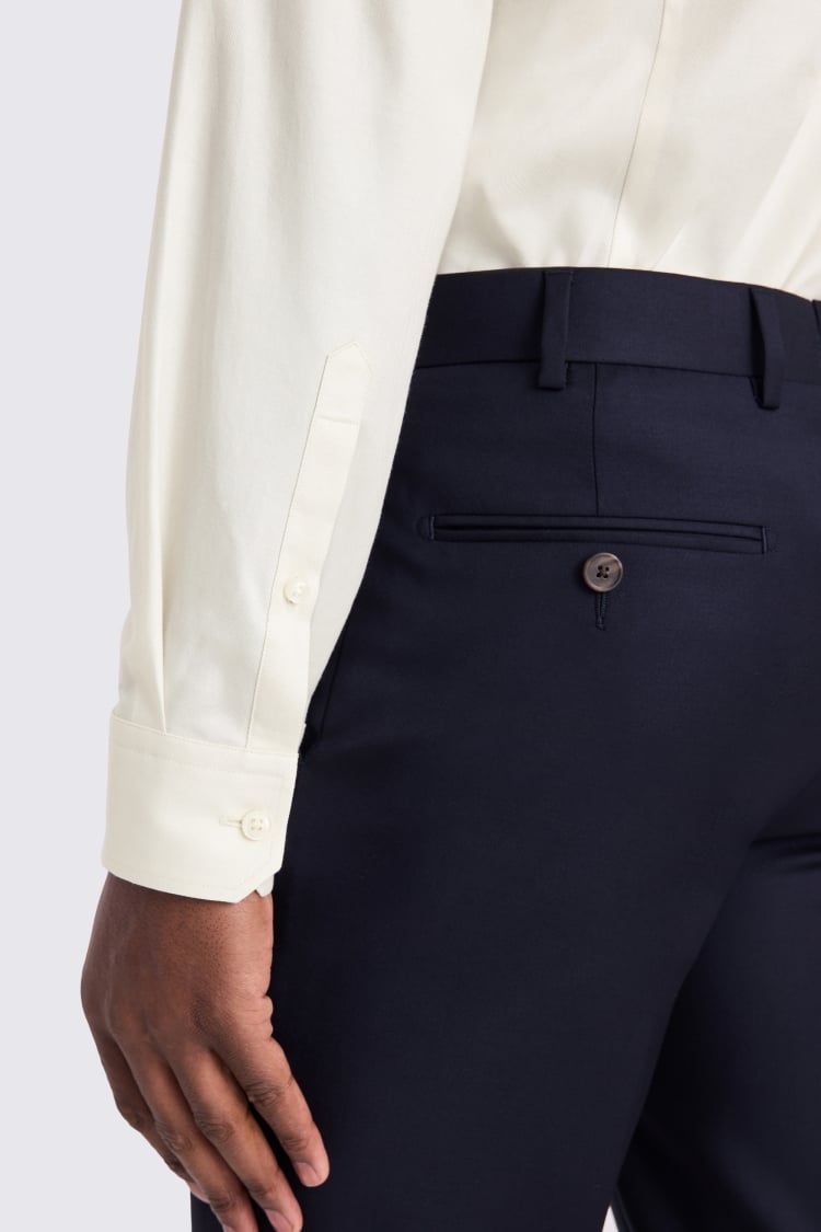 Slim Fit Off-White Twill Stretch Shirt