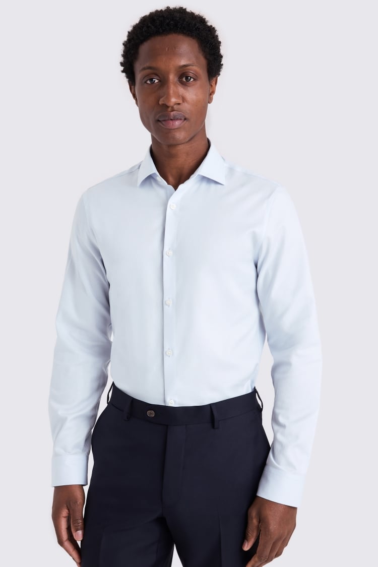 Slim Fit Light Blue Twill Stretch Shirt