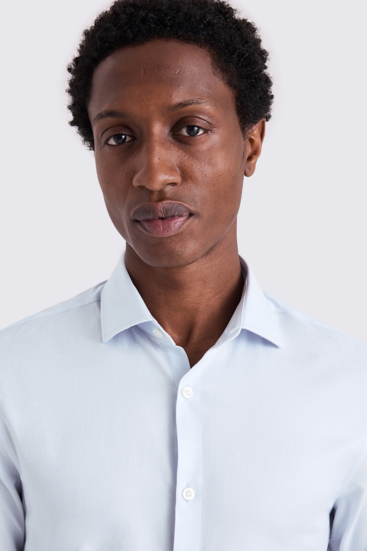 Slim Fit Light Blue Twill Stretch Shirt
