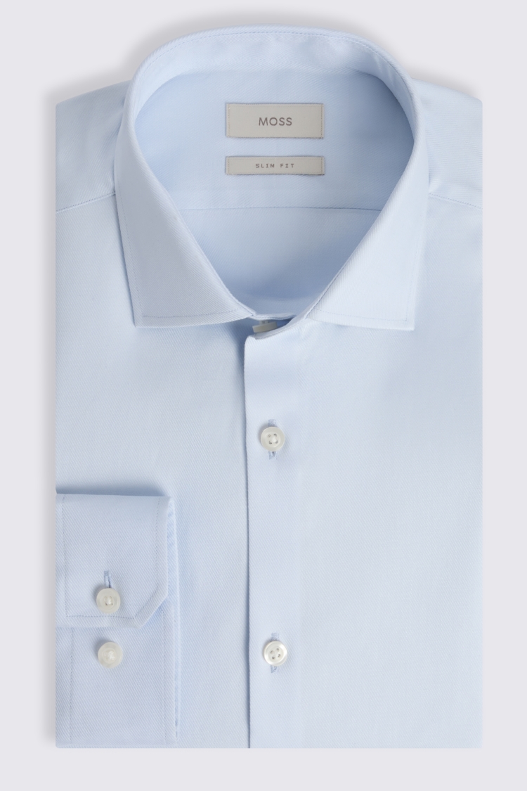 Slim Fit Light Blue Twill Stretch Shirt