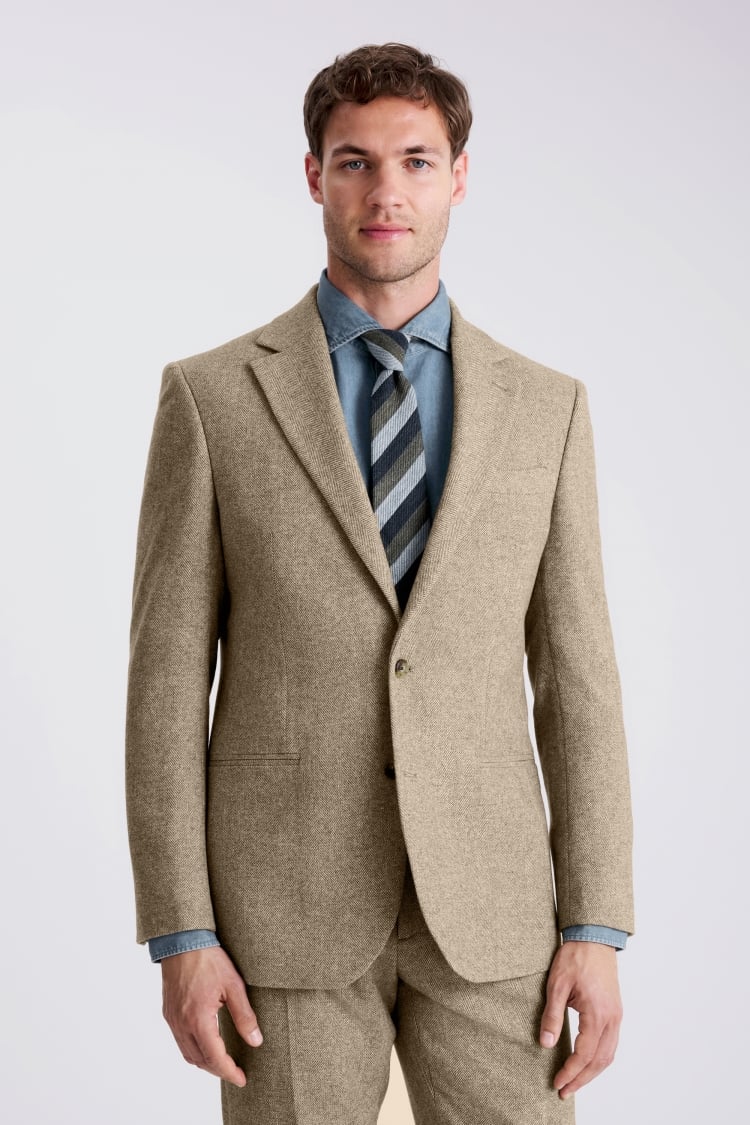 Tailored Fit Gold Herringbone Tweed Suit
