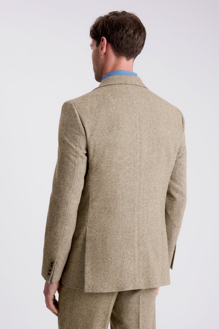 Tailored Fit Gold Herringbone Tweed Jacket