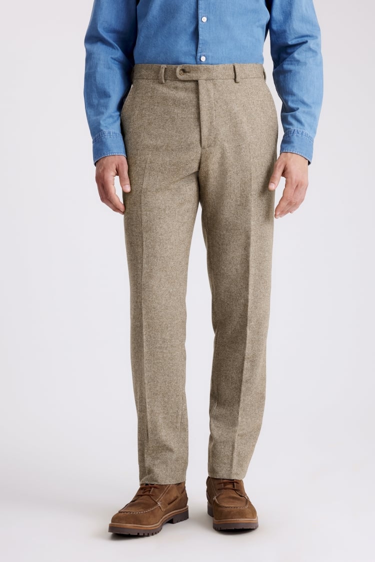 Tailored Fit Gold Herringbone Tweed Jacket