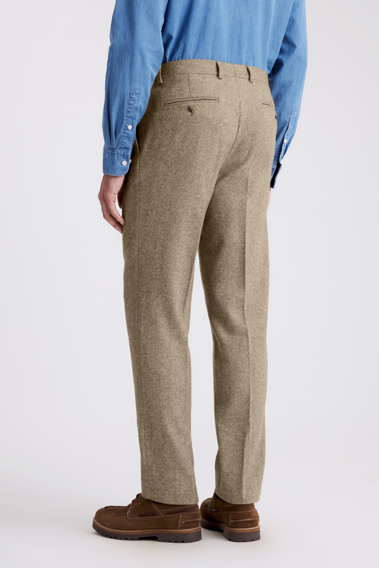 Tailored Fit Gold Herringbone Tweed Trousers