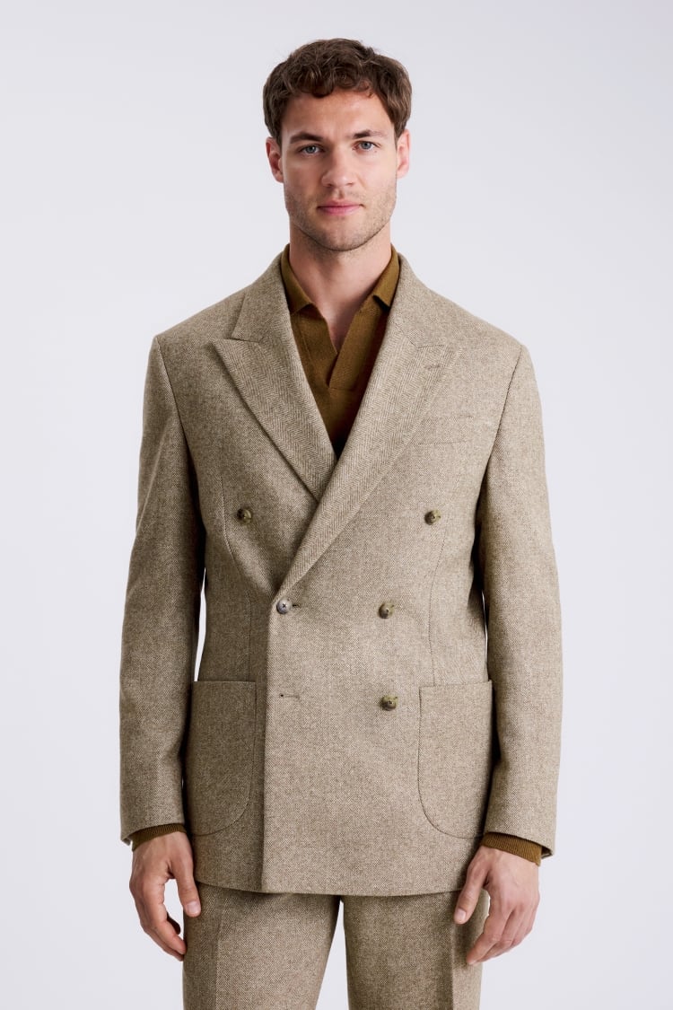 Relaxed Fit Gold Tweed Herringbone Jacket 