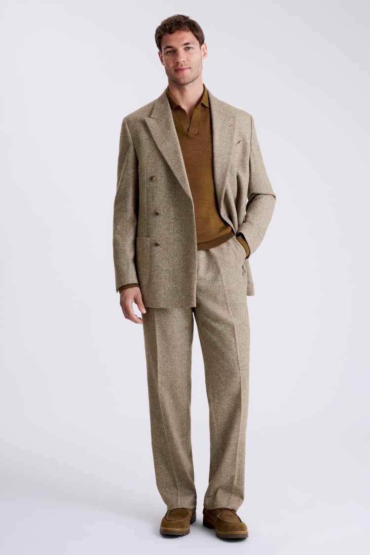 Relaxed Fit Gold Tweed Herringbone Suit