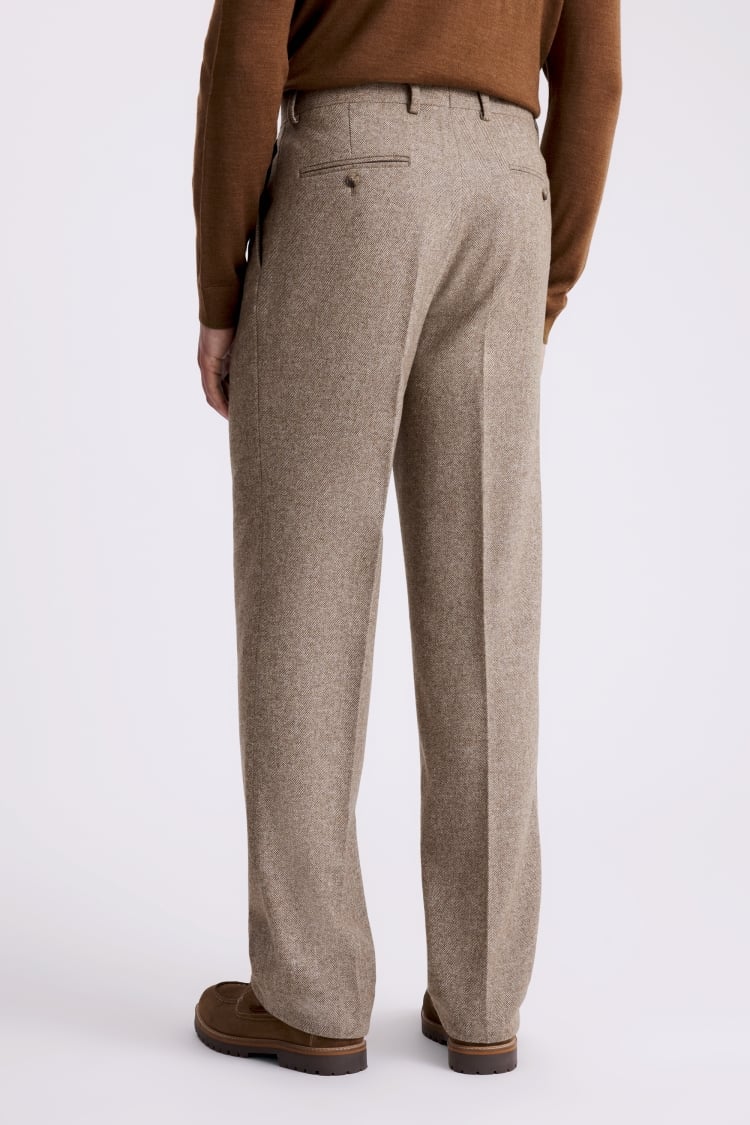 Relaxed Fit Gold Herringbone Tweed Pant