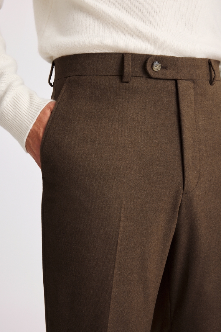 Relaxed Fit Chestnut Flannel Trousers