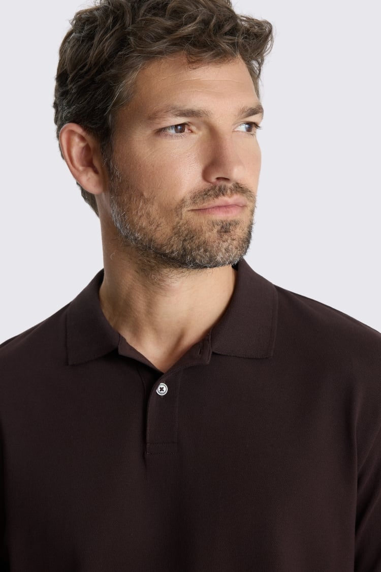 Brown Piqué Polo Shirt