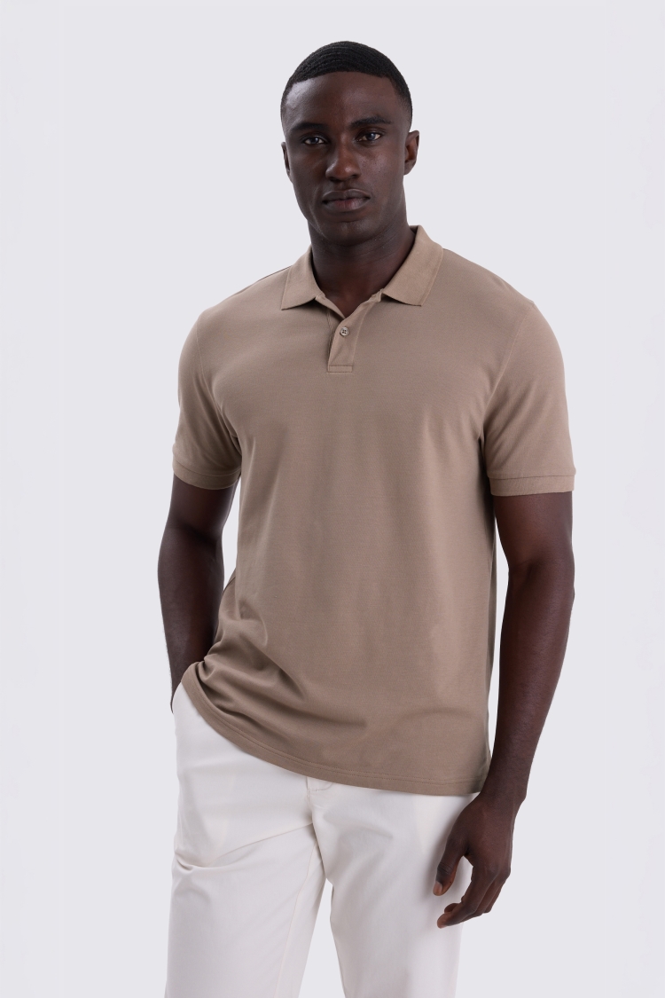 Dark Taupe Pique Polo Shirt