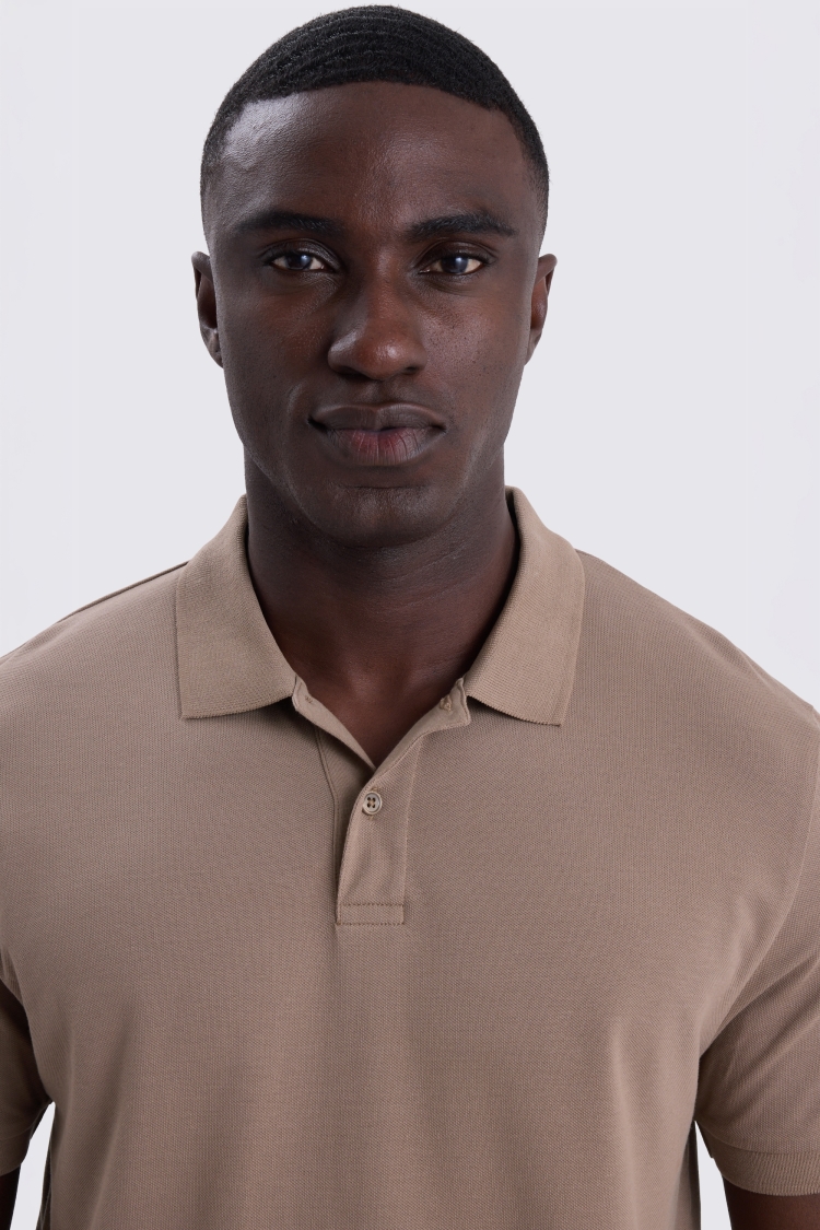 Dark Taupe Pique Polo Shirt