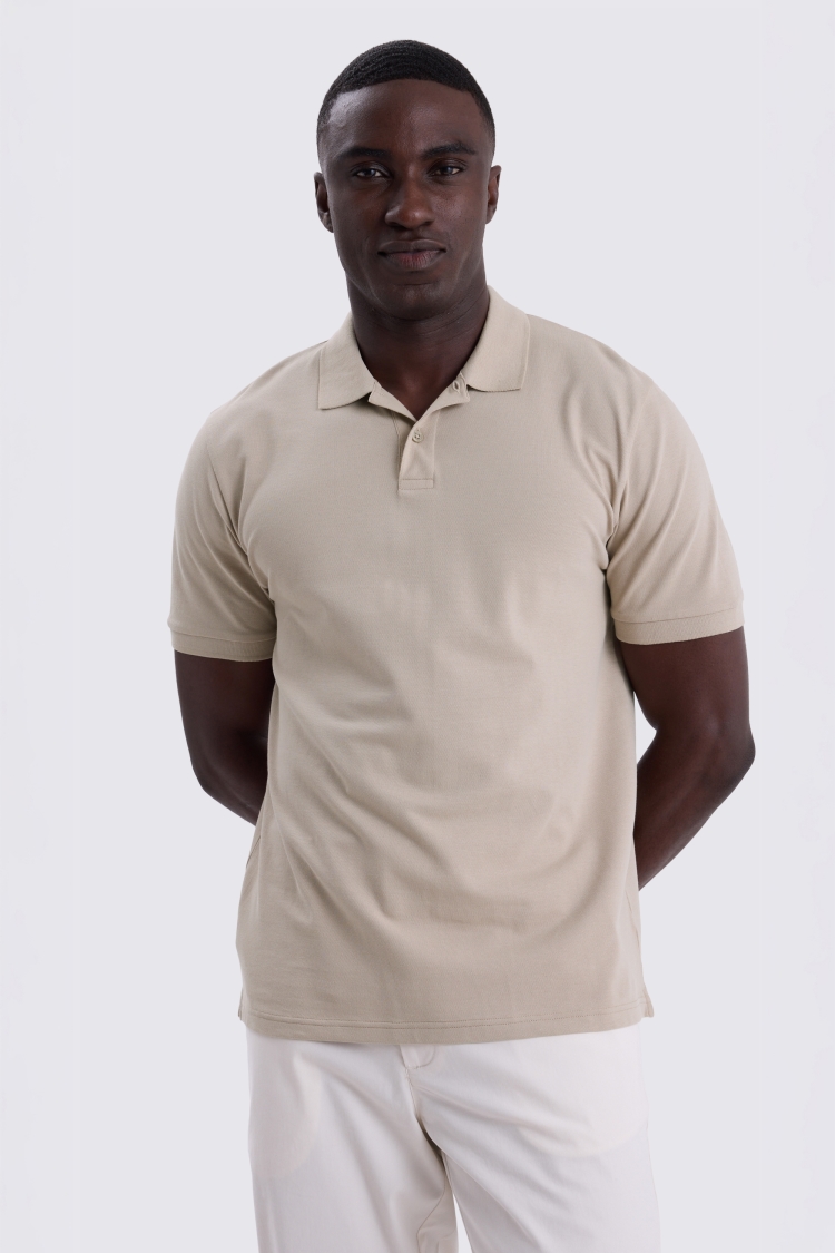 Light Taupe Pique Polo Shirt