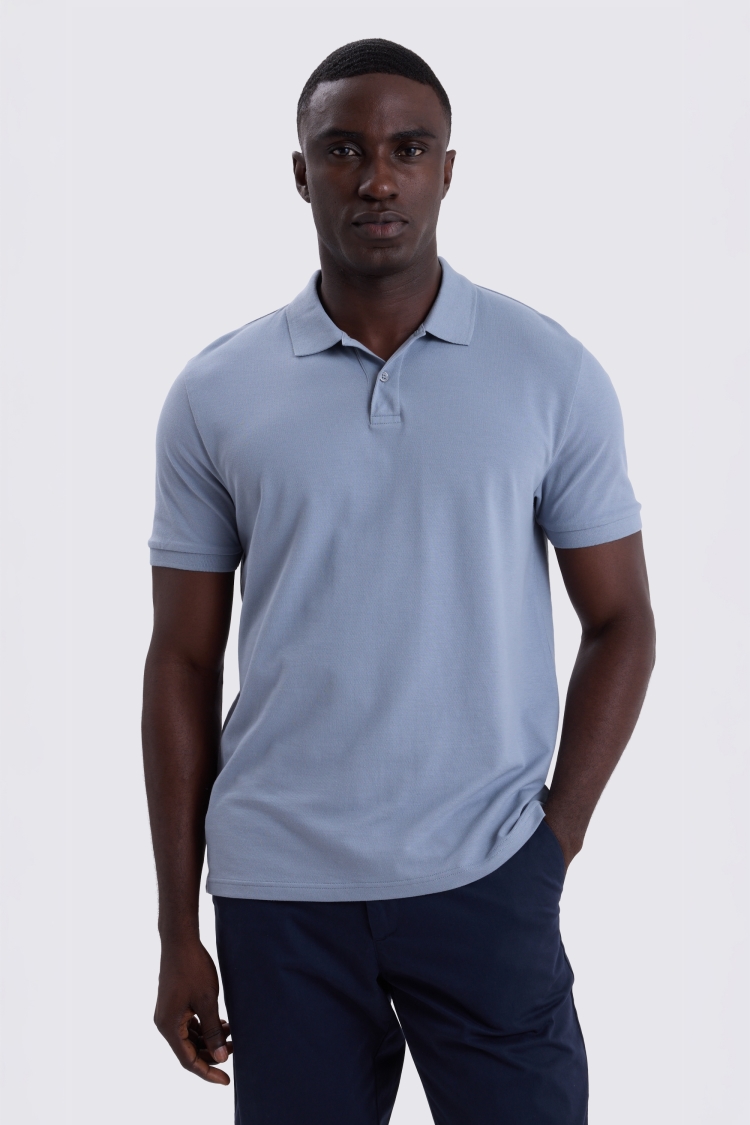 Light Blue Pique Polo Shirt