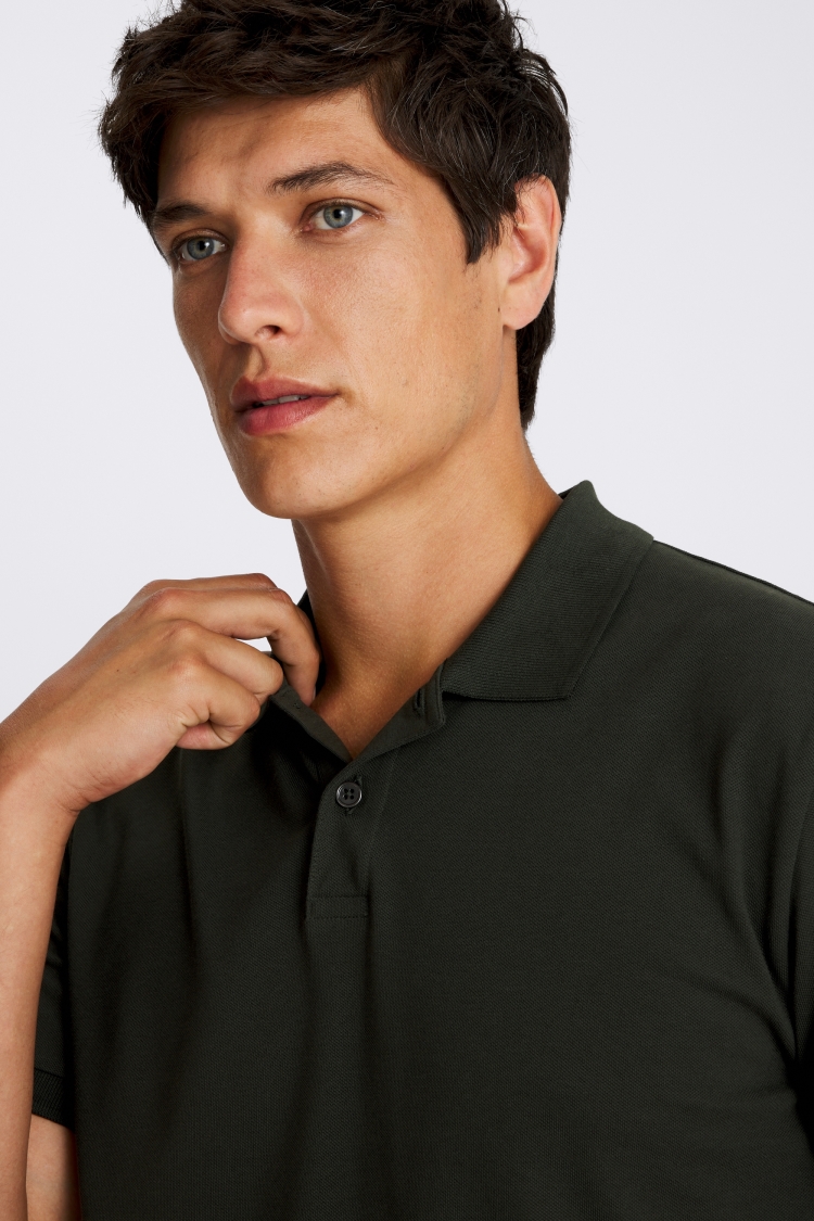 Khaki Piqué Polo Shirt