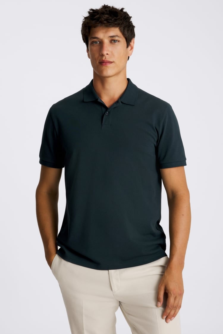 Dark Teal Piqué Polo Shirt Buy Online at Moss