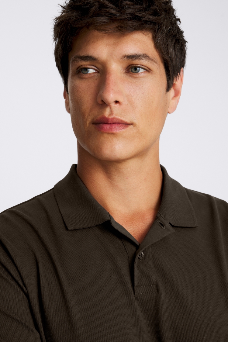 Brown Piqué Polo Shirt