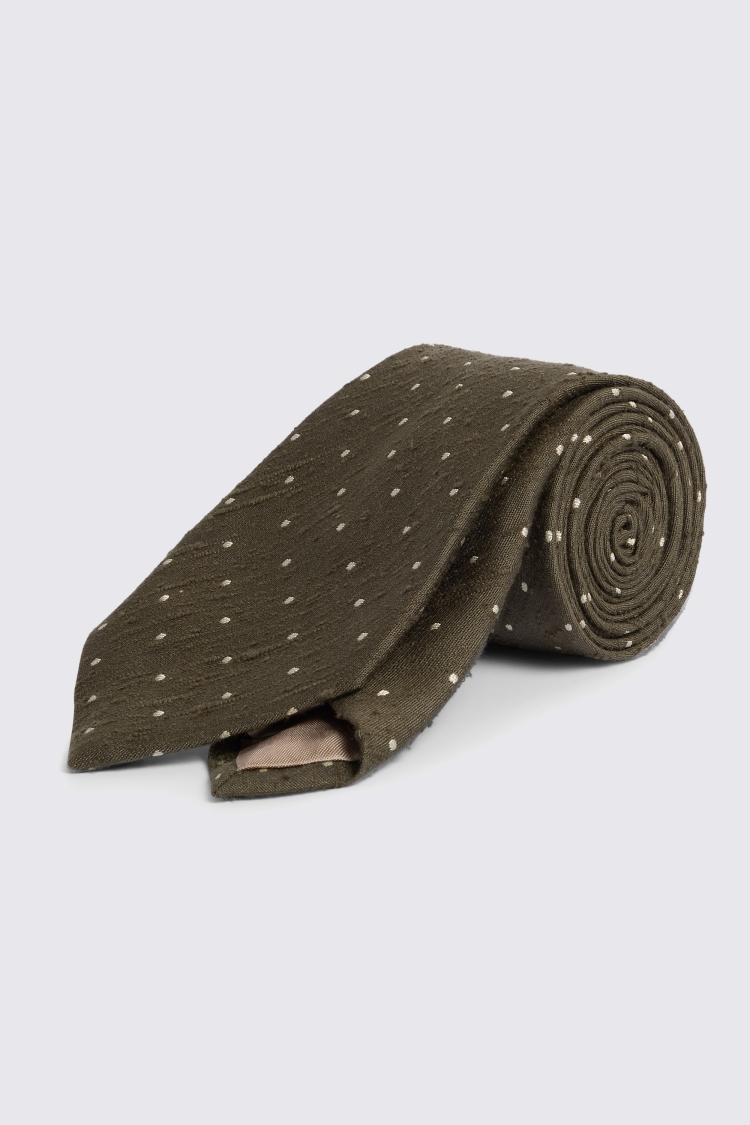 Italian Olive Textured Spot Tie