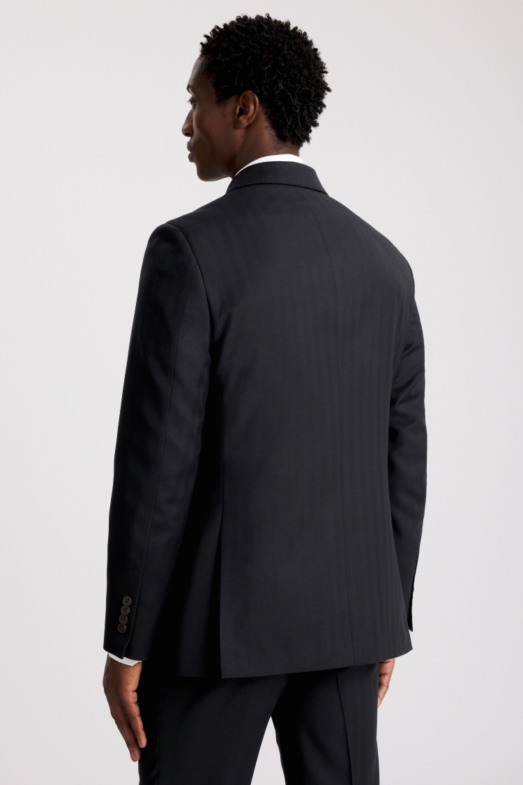 Tailored Fit Navy Herringbone Suit