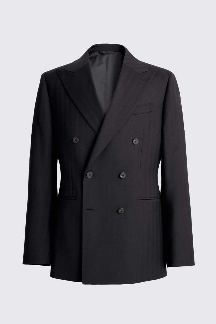 Tailored Fit Navy Herringbone Jacket