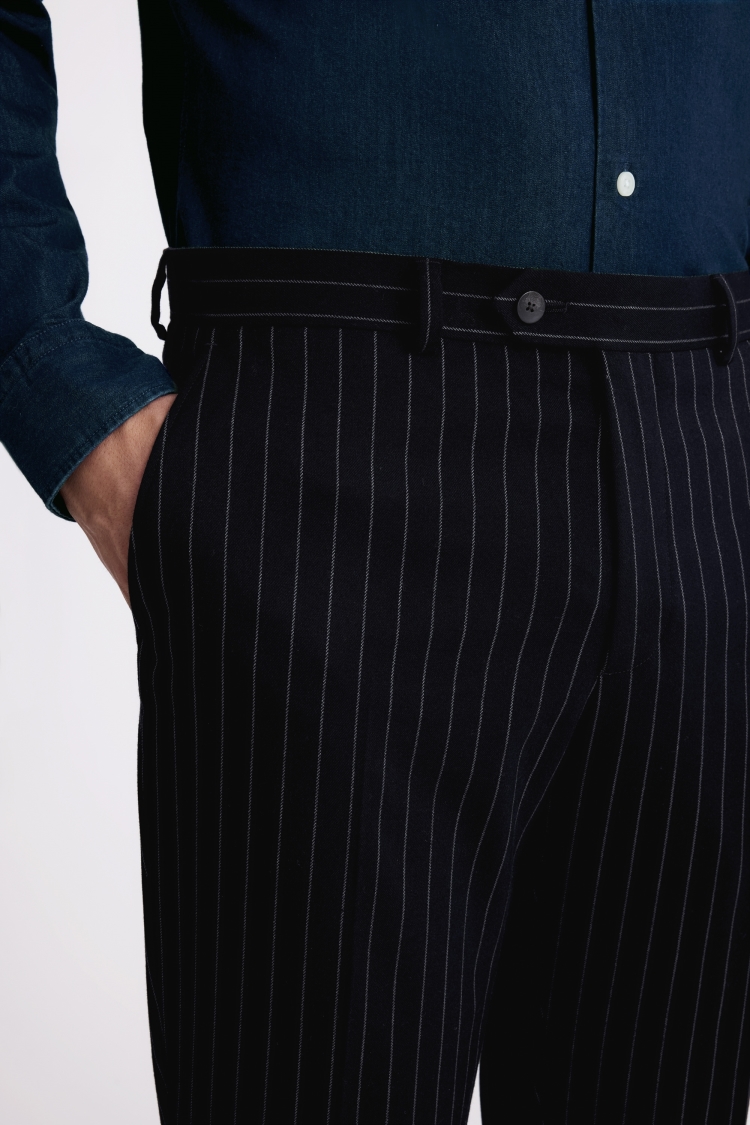 Slim Fit Navy Stripe Trousers