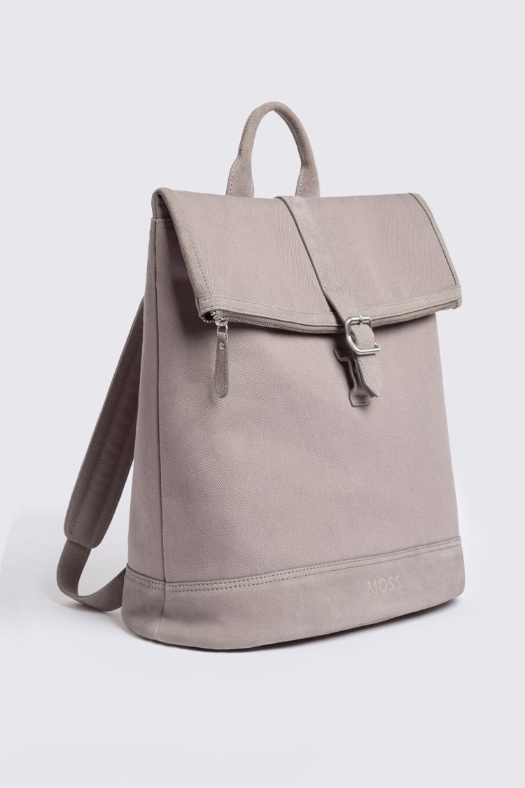 Taupe Canvas & Suede Backpack
