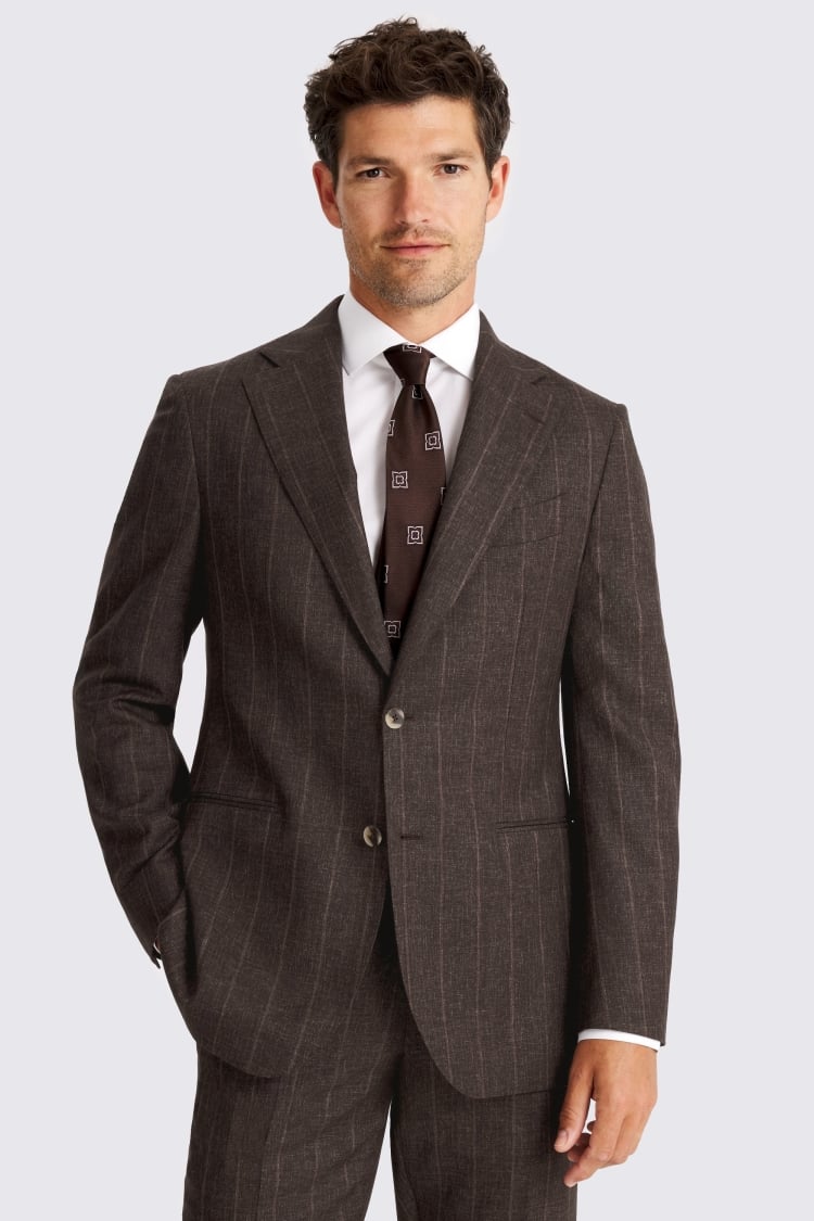 Italian Tailored Fit Brown Stripe Suit