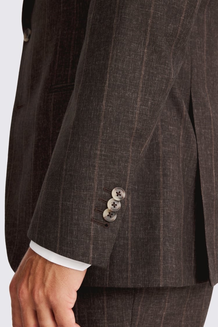 Italian Tailored Fit Brown Stripe Suit