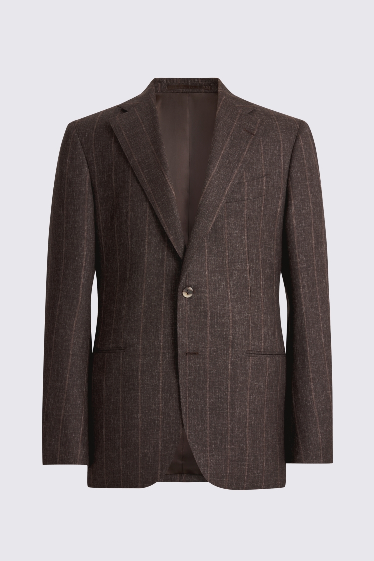 Italian Tailored Fit Brown Stripe Jacket