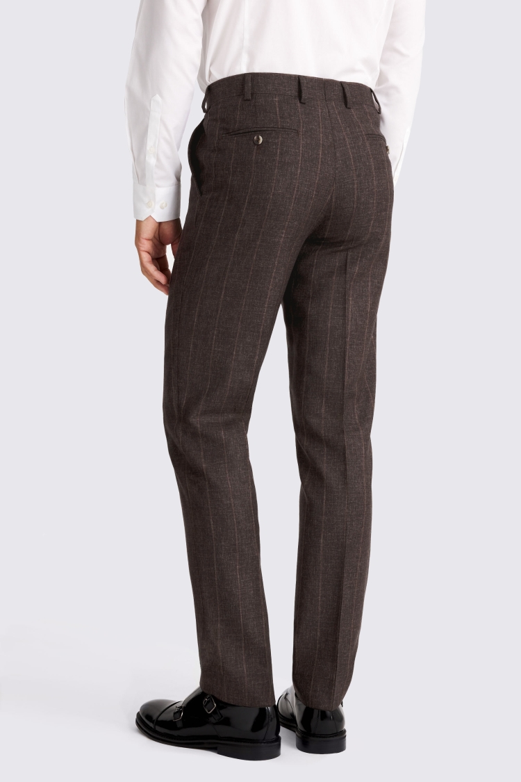Italian Tailored Fit Brown Stripe Trousers