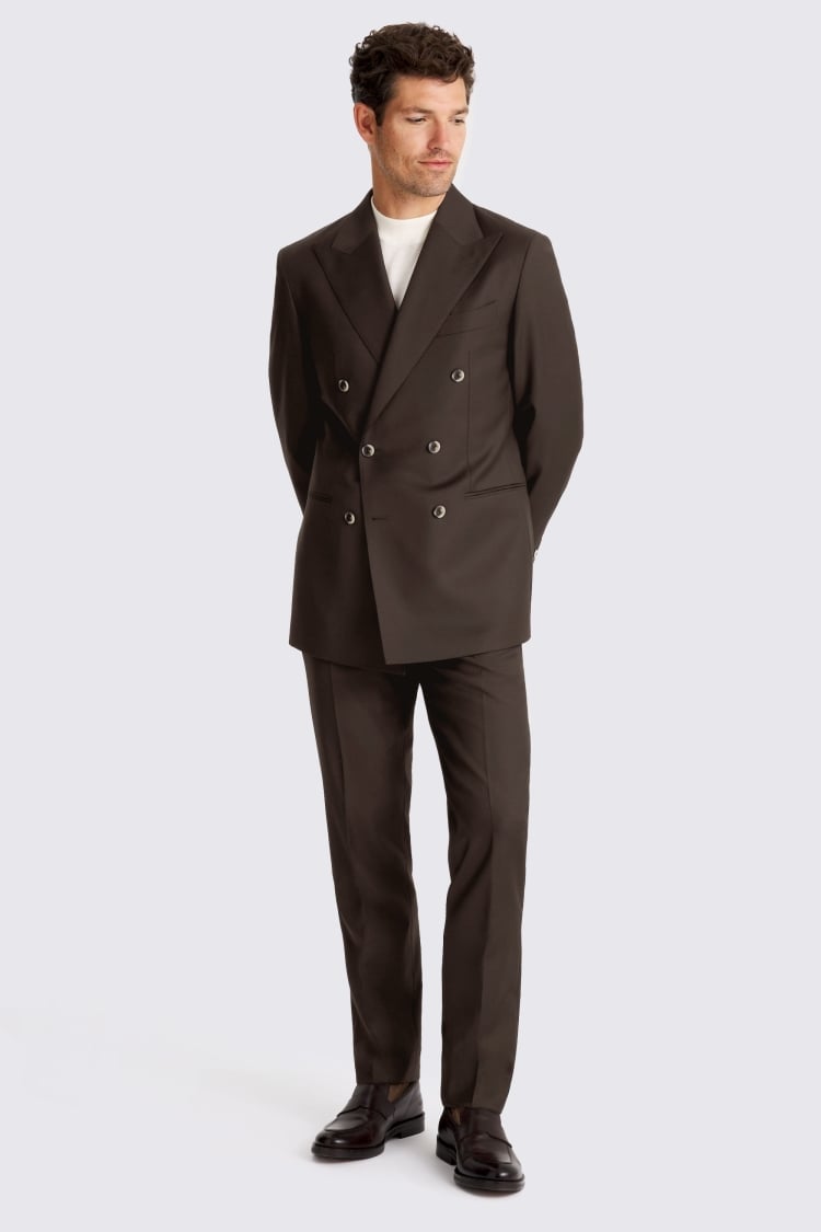 Italian Tailored Fit Brown Twill Jacket