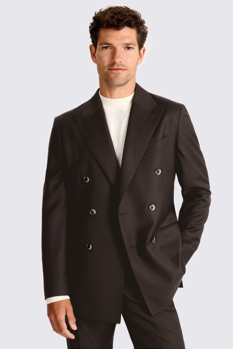 Italian Tailored Fit Brown Twill Jacket