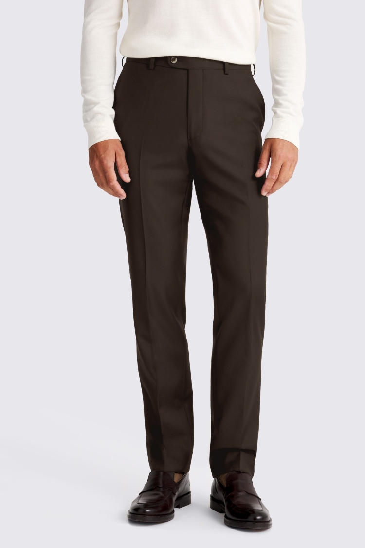 Italian Tailored Fit Brown Twill Trousers