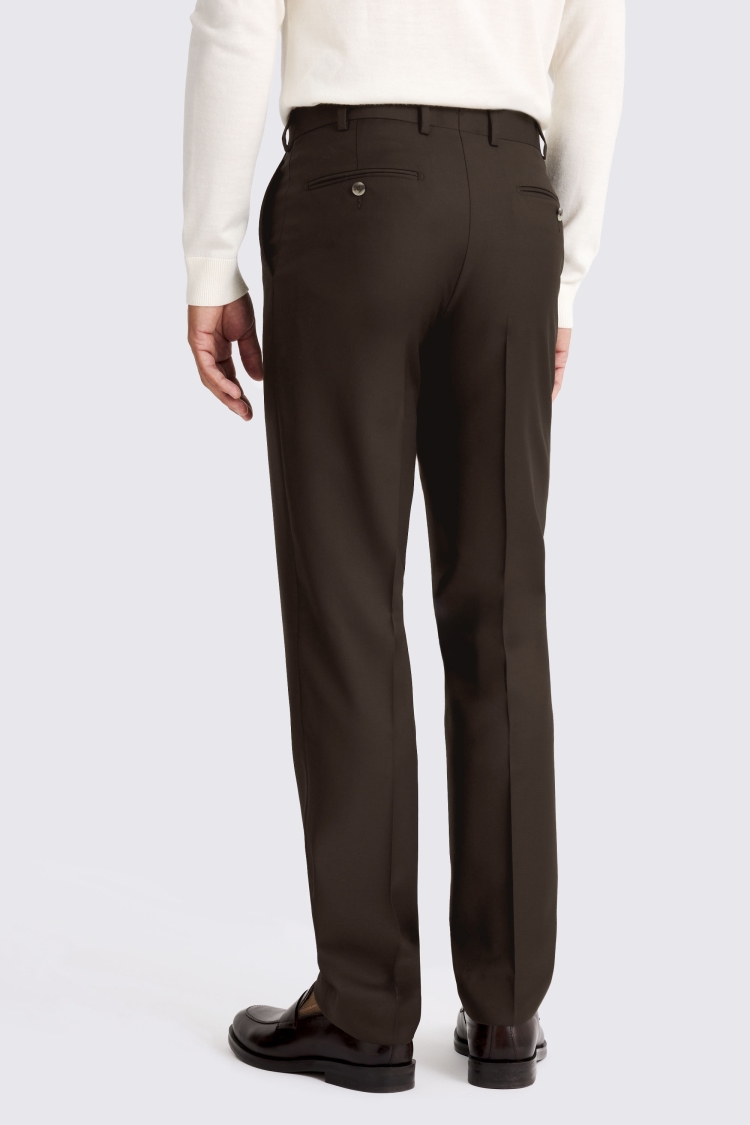 Italian Tailored Fit Brown Twill Trousers