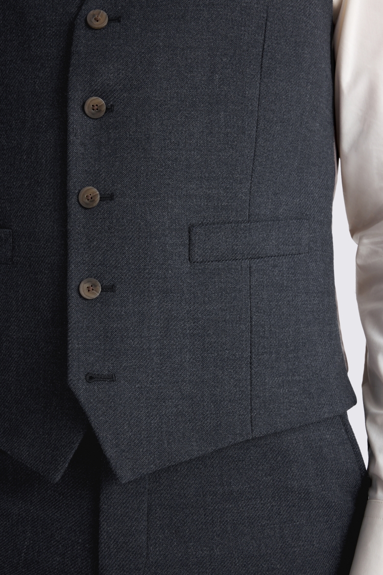Tailored Fit Blue Twill Waistcoat 